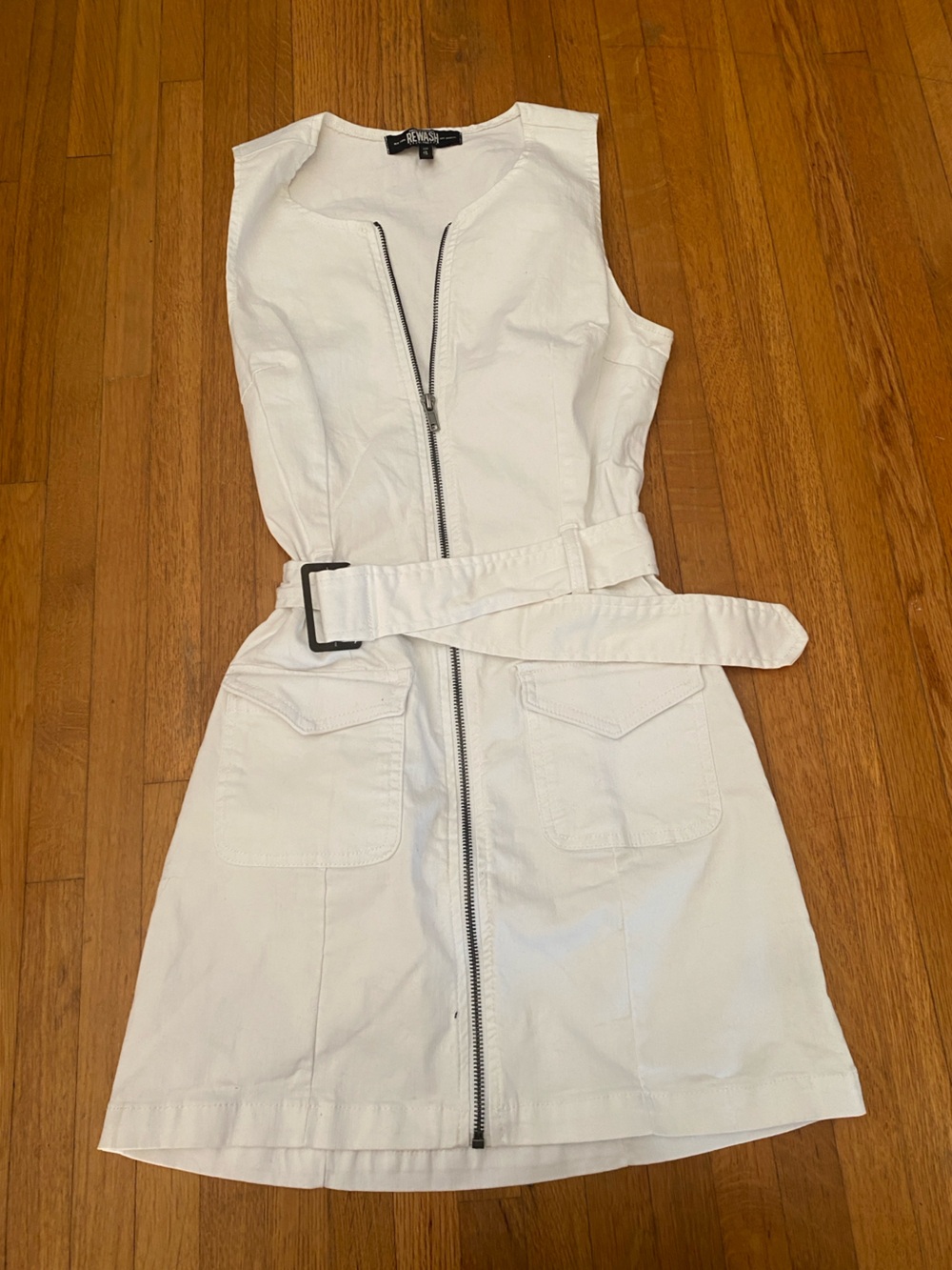 Rewash White Cargo-Style Womens Jumpsuit with Belt